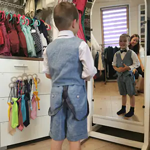 Einschulung Kinderoutfit blau mit Hosenträger